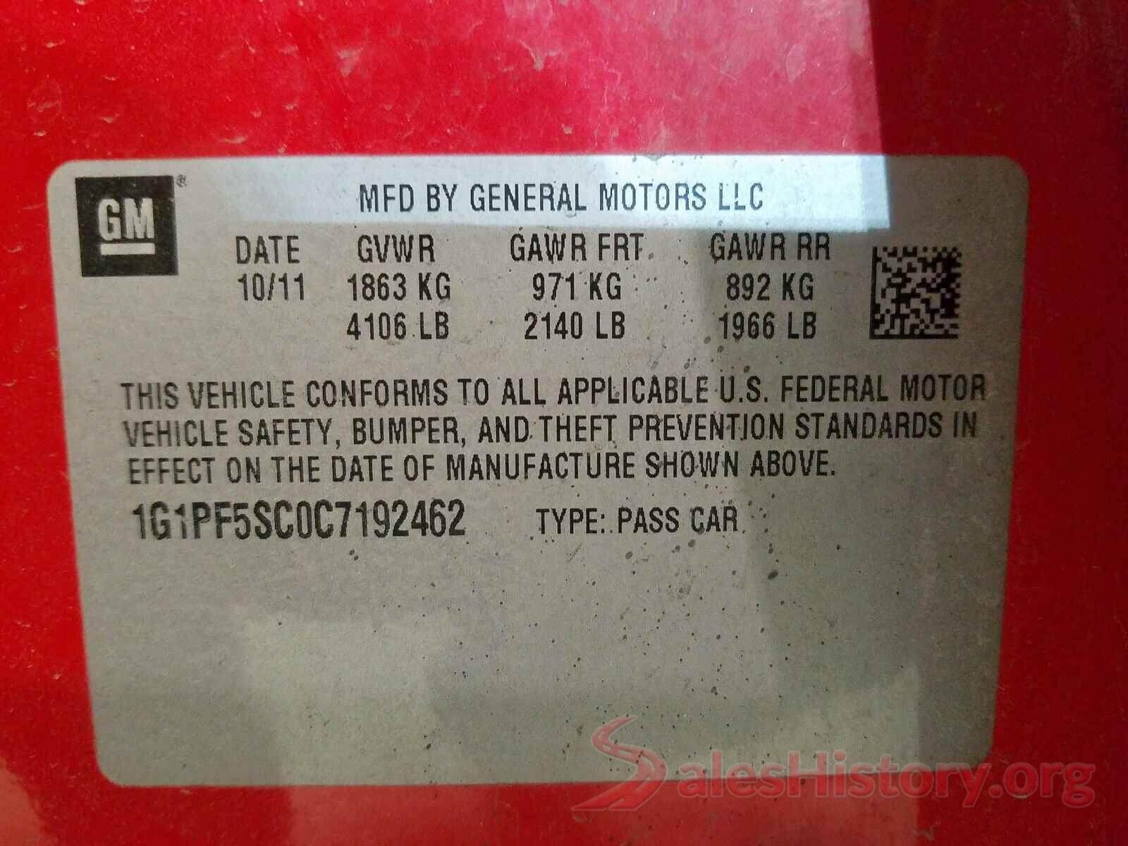 1HGCV1F34KA031045 2012 CHEVROLET CRUZE