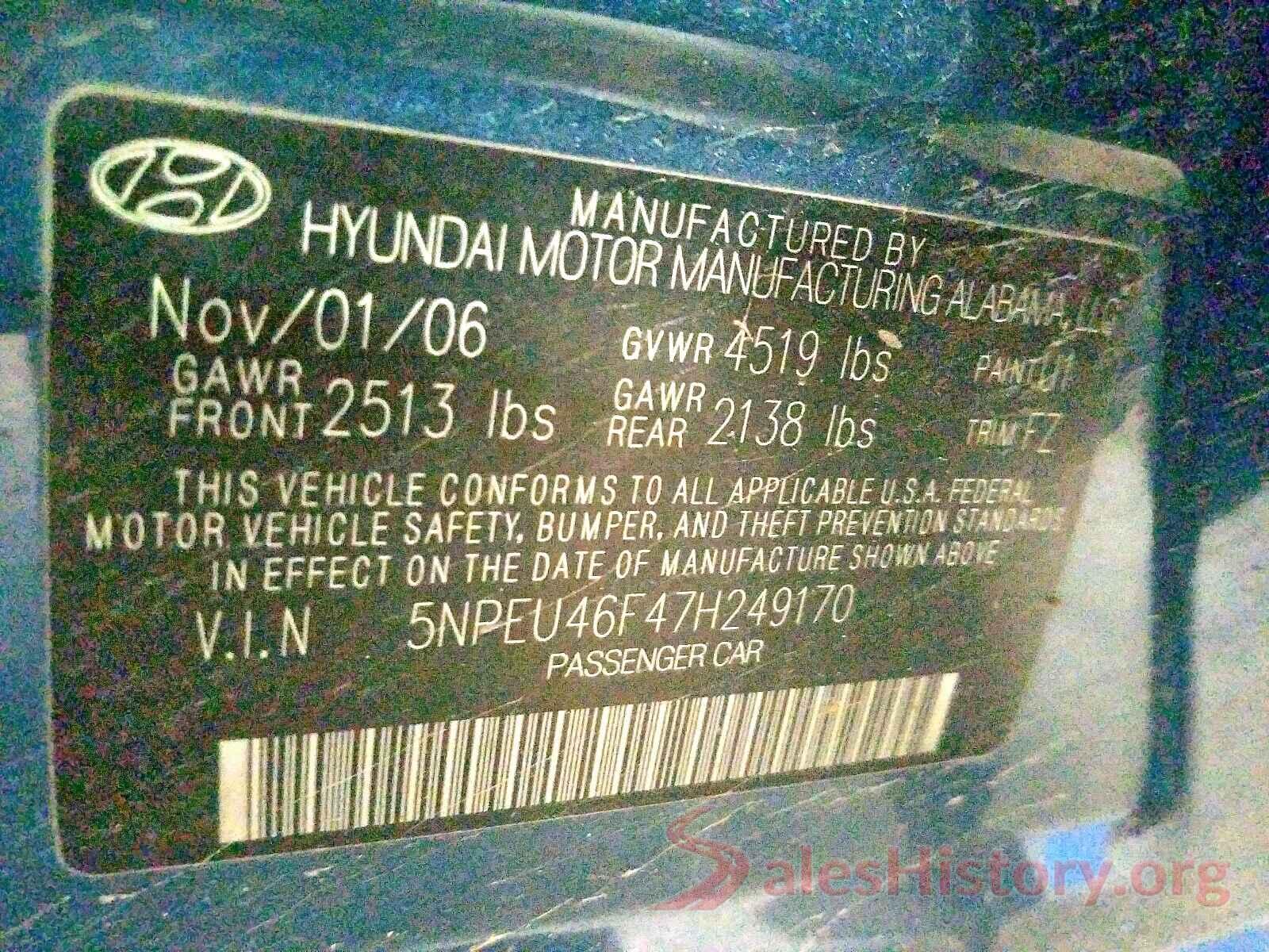 WVGEF9BP4GD003257 2007 HYUNDAI SONATA