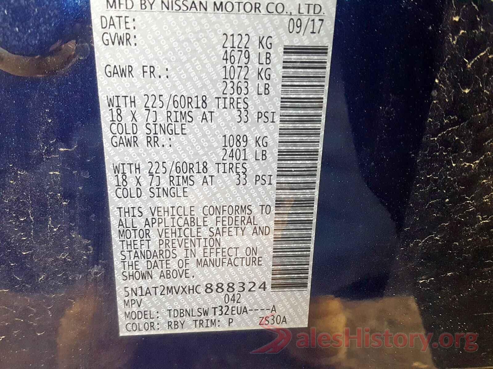 YV4A22RK4L1601678 2017 NISSAN ROGUE