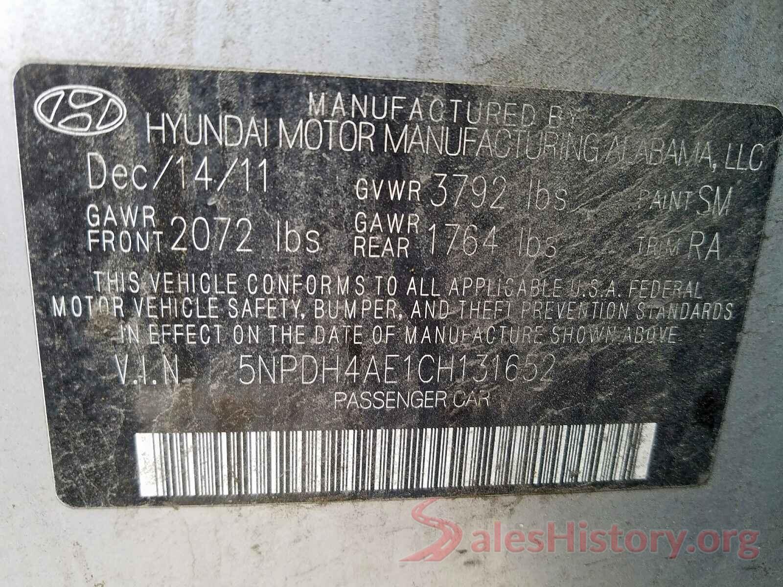 5NPD84LF1JH356138 2012 HYUNDAI ELANTRA