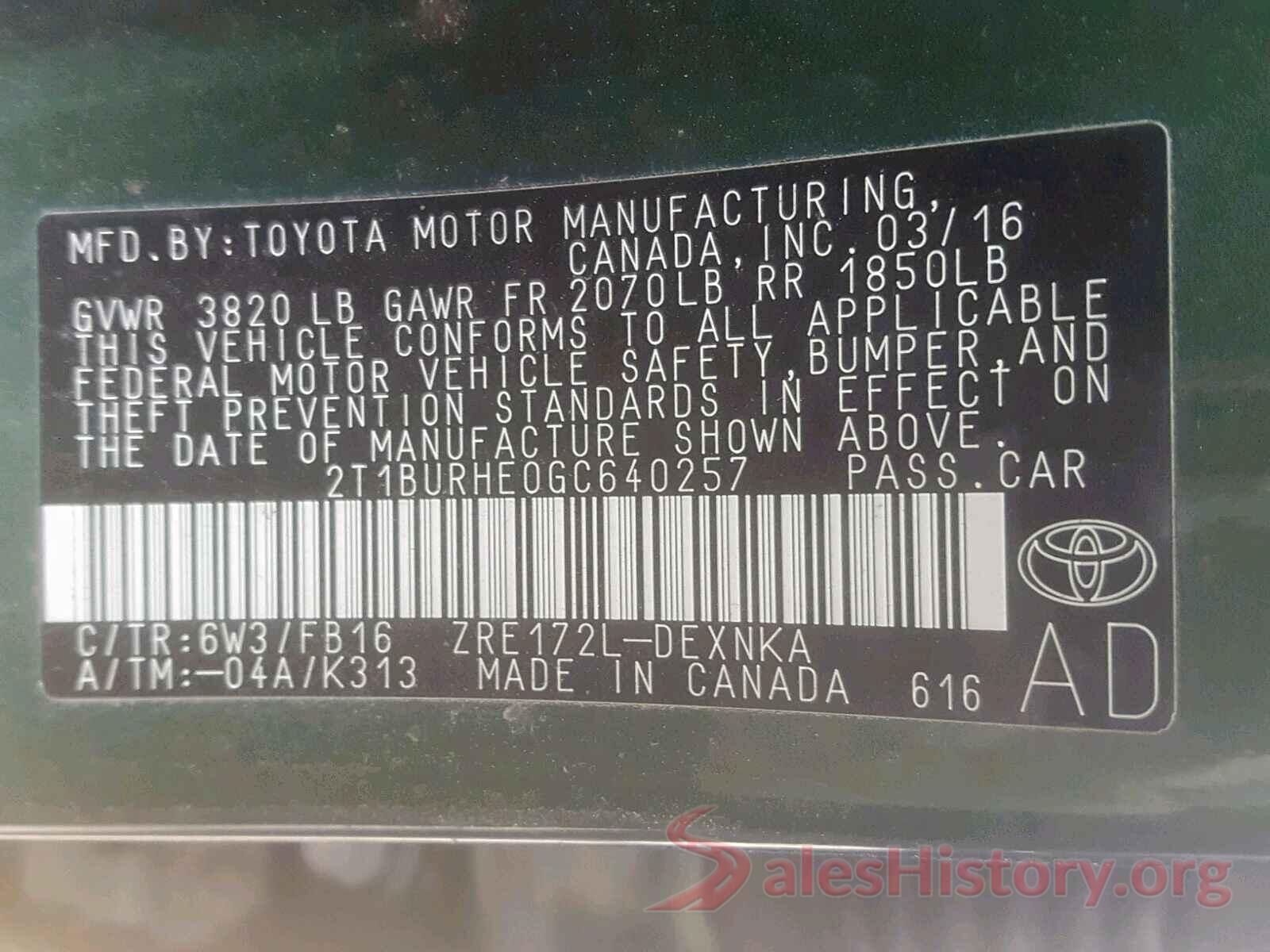 5YFBURHE9JP778189 2016 TOYOTA COROLLA