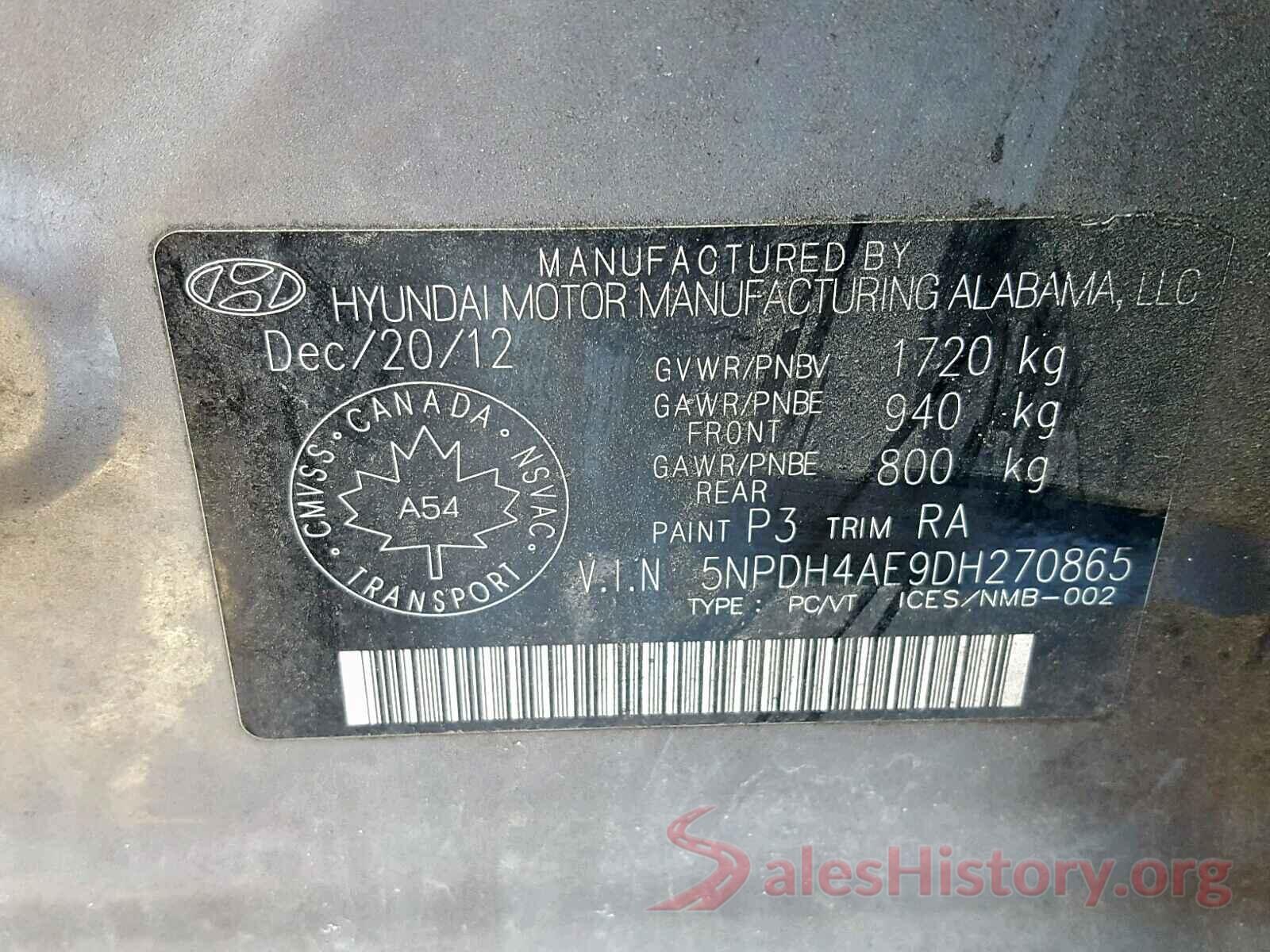 4JGDA5HB5GA647835 2013 HYUNDAI ELANTRA