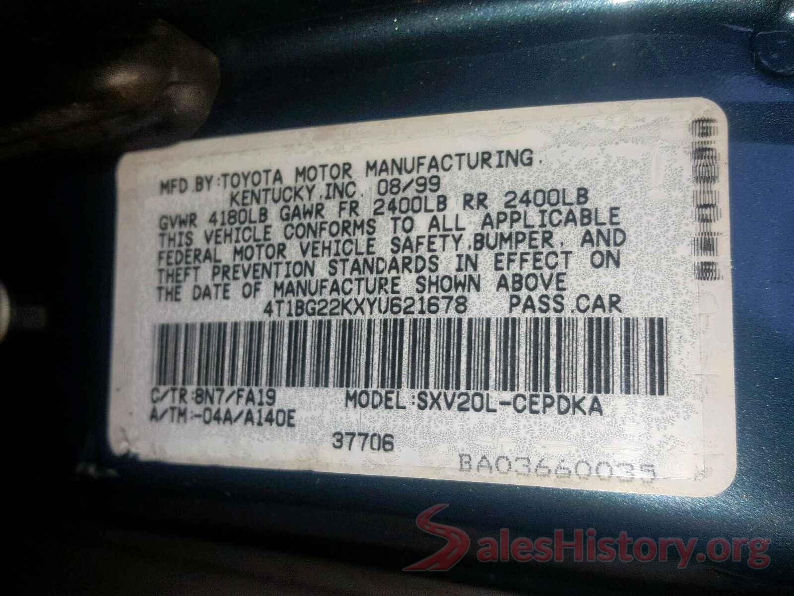 JTDKARFU2G3023258 2000 TOYOTA CAMRY