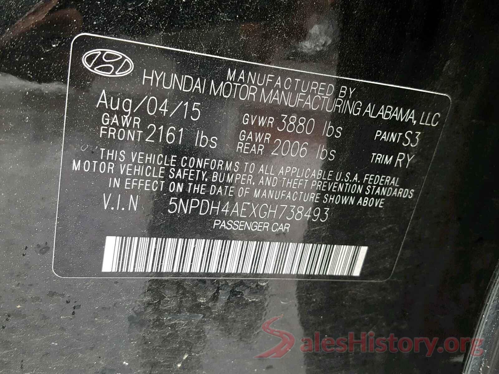 1N4AL3AP6GN328826 2016 HYUNDAI ELANTRA