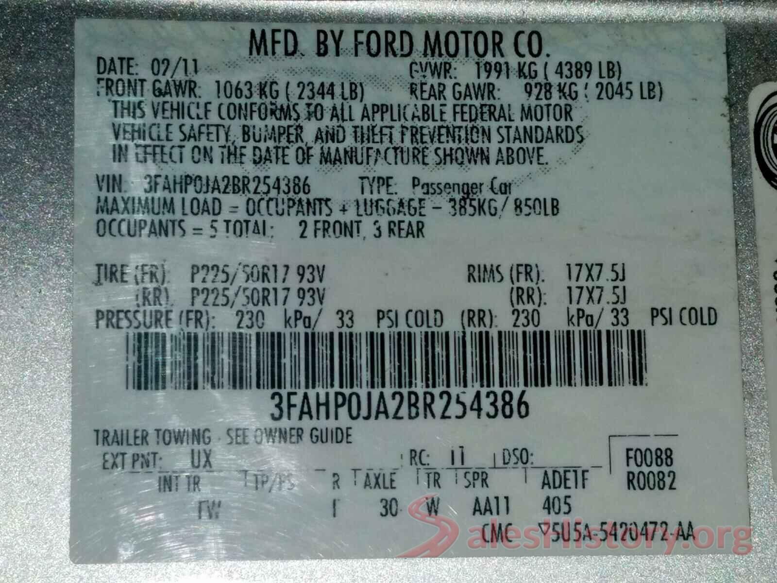 3FA6P0G73GR190658 2011 FORD FUSION