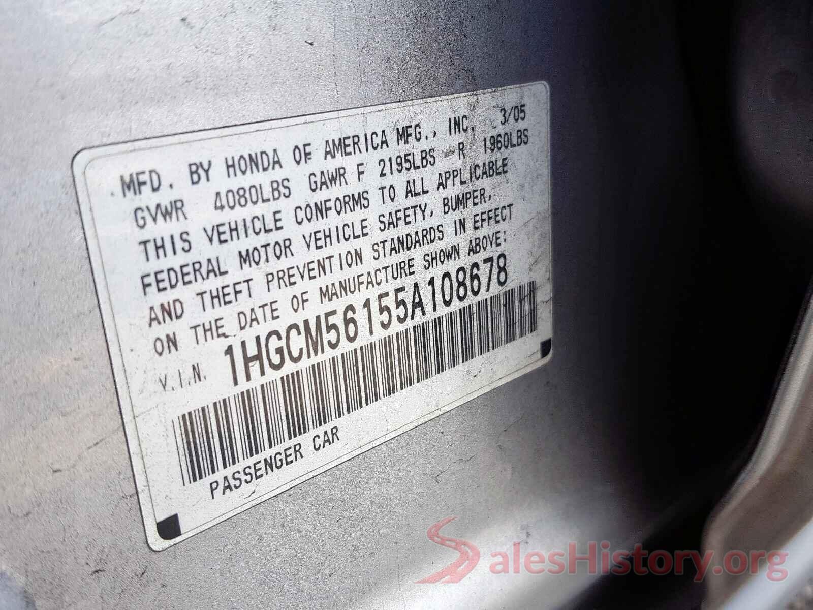 4S3BNAF64J3022806 2005 HONDA ACCORD