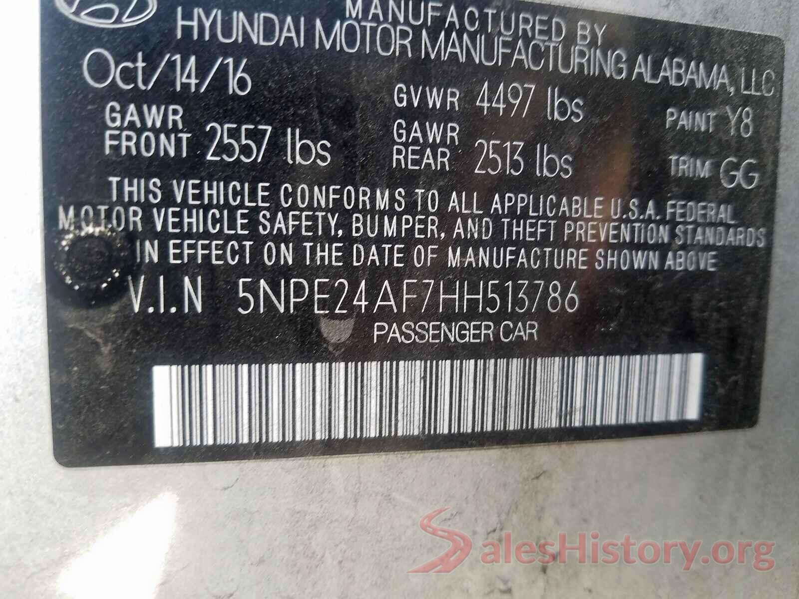 5NPE24AF4HH535731 2017 HYUNDAI SONATA