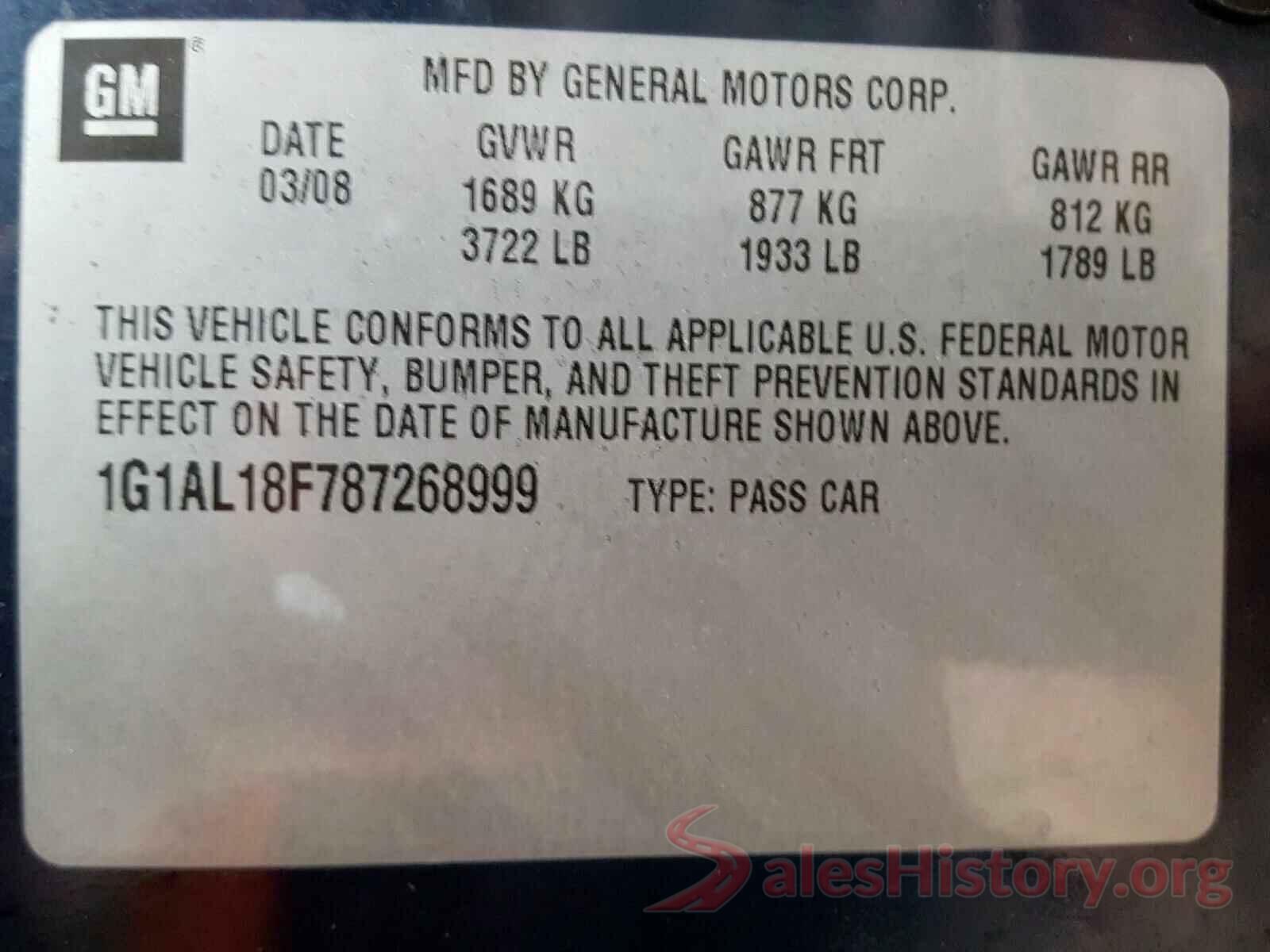 1FMCU0F76JUB42235 2008 CHEVROLET COBALT