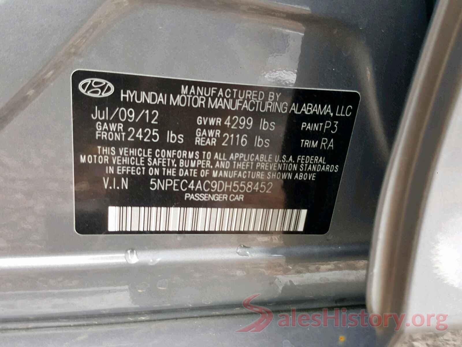 1N4AL3APXGN309938 2013 HYUNDAI SONATA