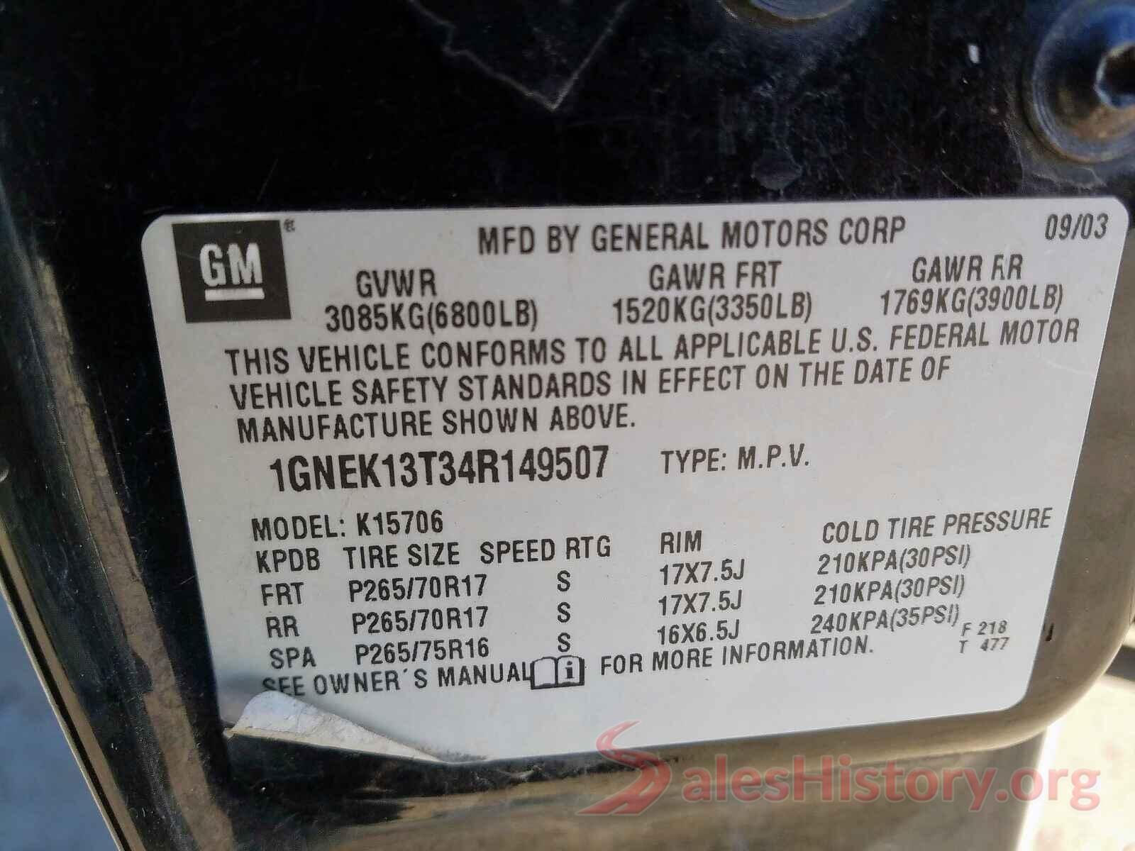 KNDCB3LC1L5370475 2004 CHEVROLET TAHOE