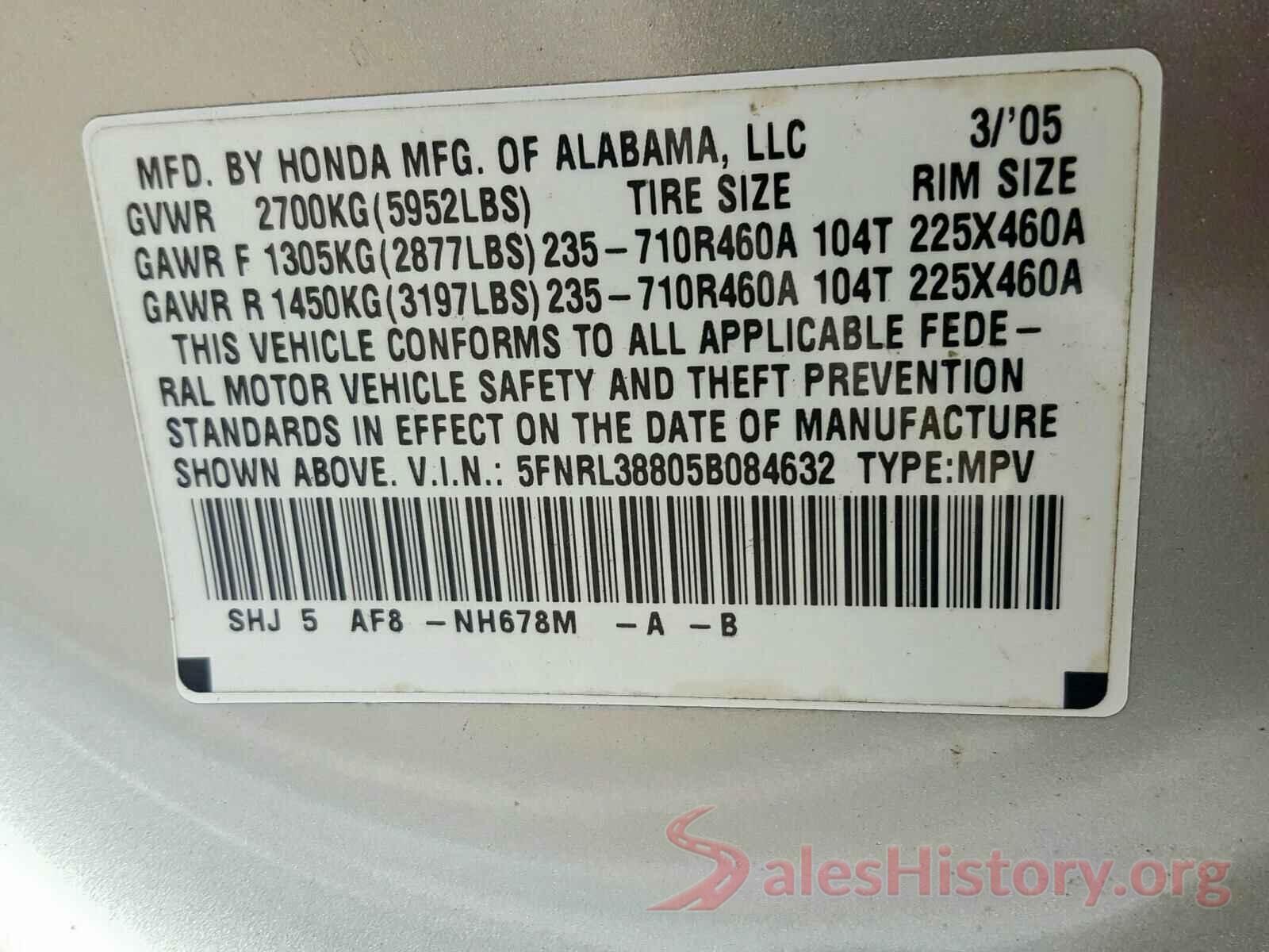 4T1G11AK8LU924549 2005 HONDA ODYSSEY