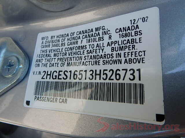 1N4AZ1CP0JC305769 2003 HONDA CIVIC