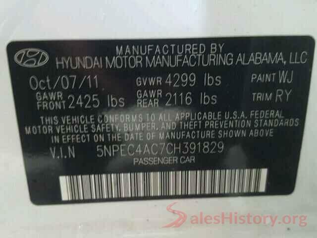 5NPEC4AC7CH391829 2012 HYUNDAI SONATA