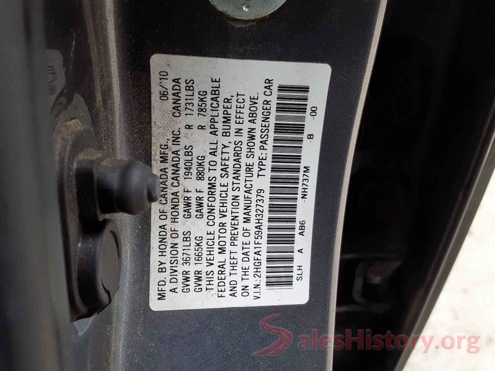 5YFEPRAE5LP133220 2010 HONDA CIVIC