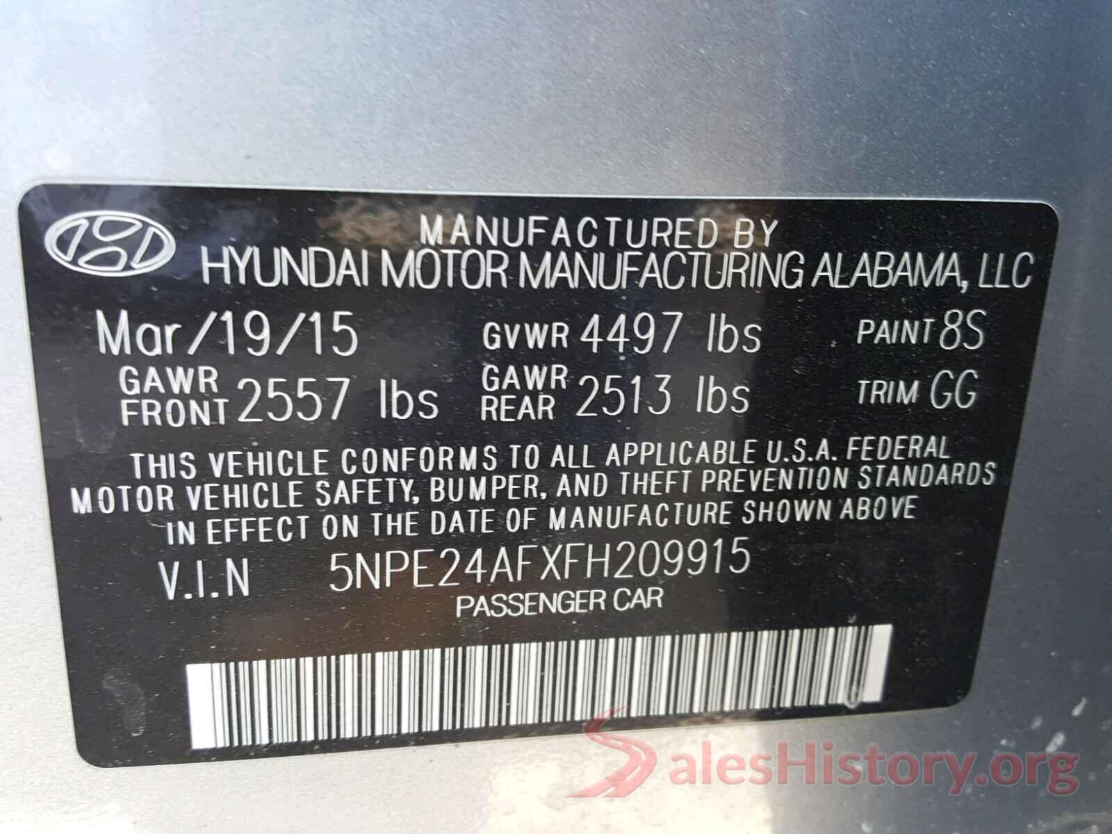 1VWBT7A32GC007281 2015 HYUNDAI SONATA