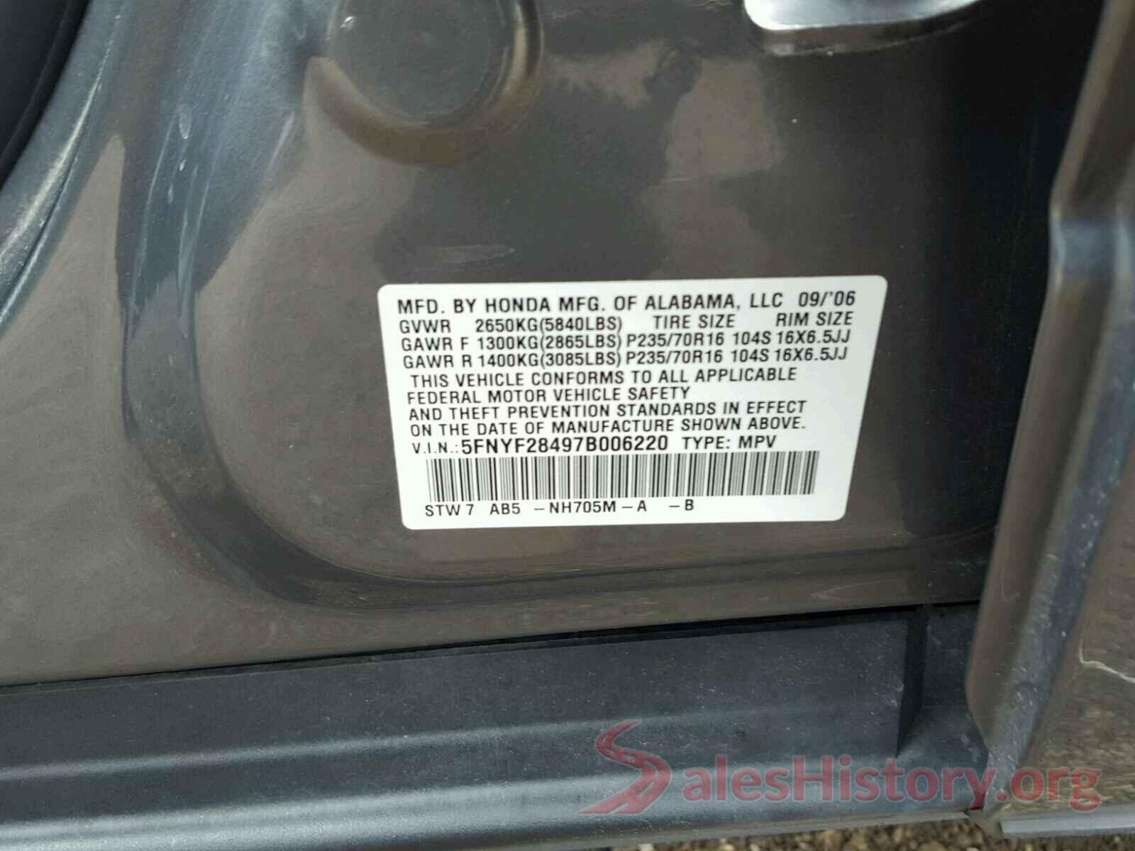 5NMZUDLB9JH078004 2007 HONDA PILOT