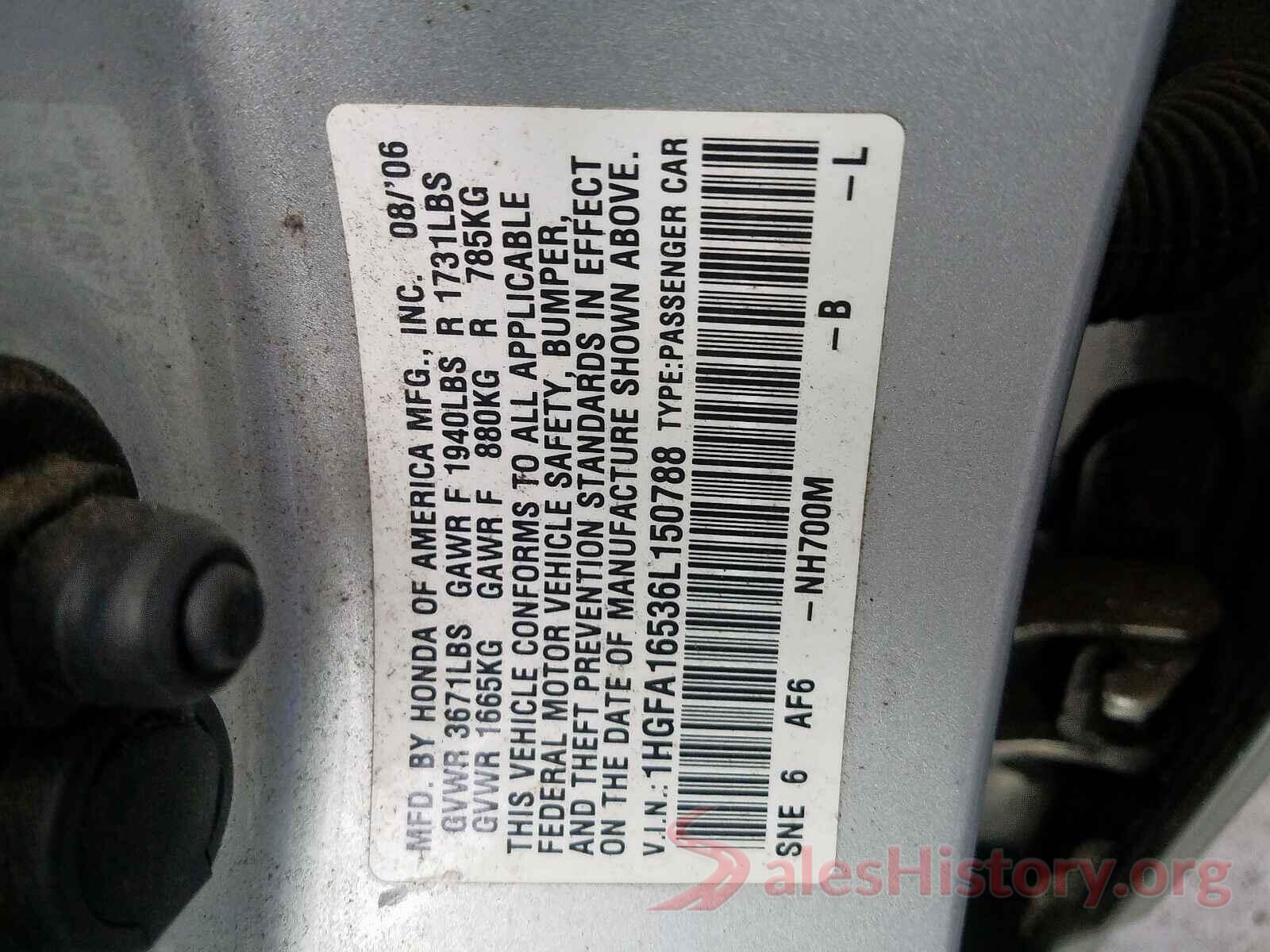 2HGFC2F73HH547760 2006 HONDA CIVIC