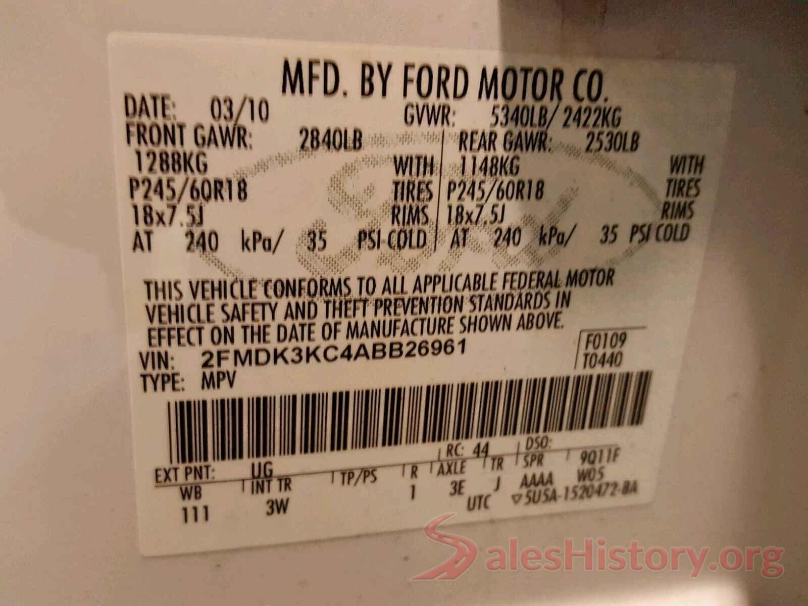 1FADP3F25GL401355 2010 FORD EDGE