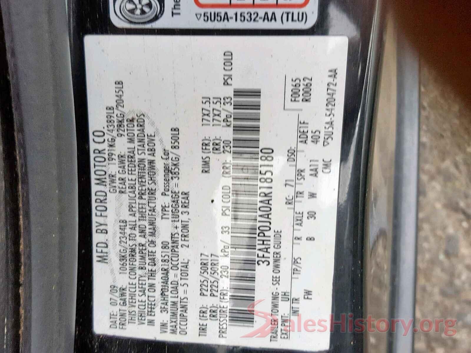 KNDPN3AC8J7448439 2010 FORD FUSION SEL