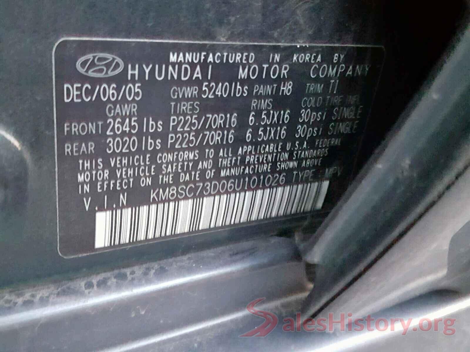 5XXGU4L32GG092320 2006 HYUNDAI SANTA FE