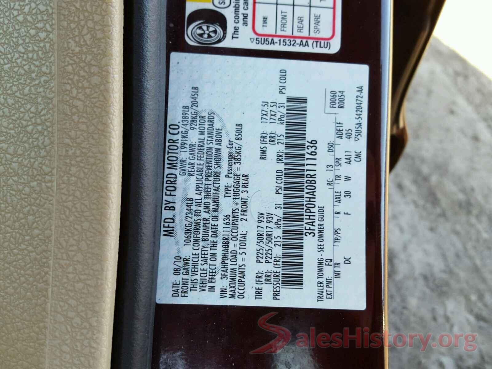 KNDJN2A20G7306148 2011 FORD FUSION