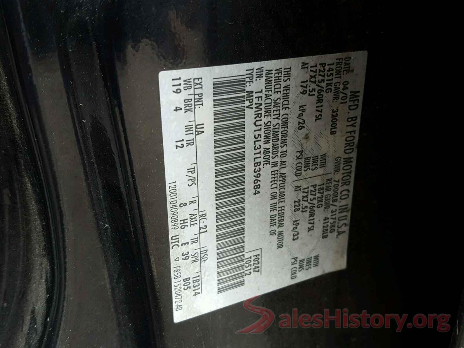 1C4NJPBA4GD812597 2001 FORD EXPEDITION