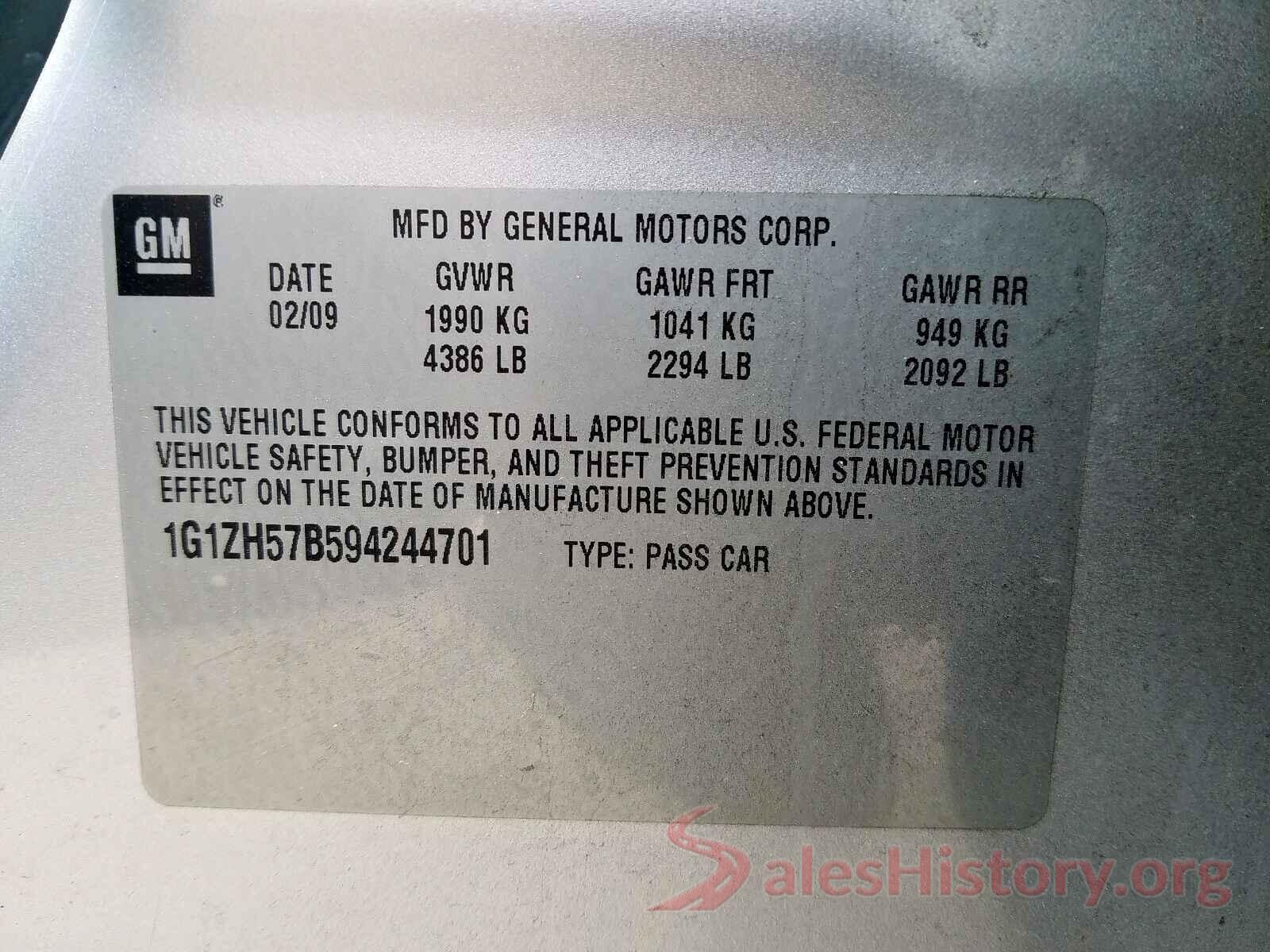 5NPD84LF0HH141165 2009 CHEVROLET MALIBU