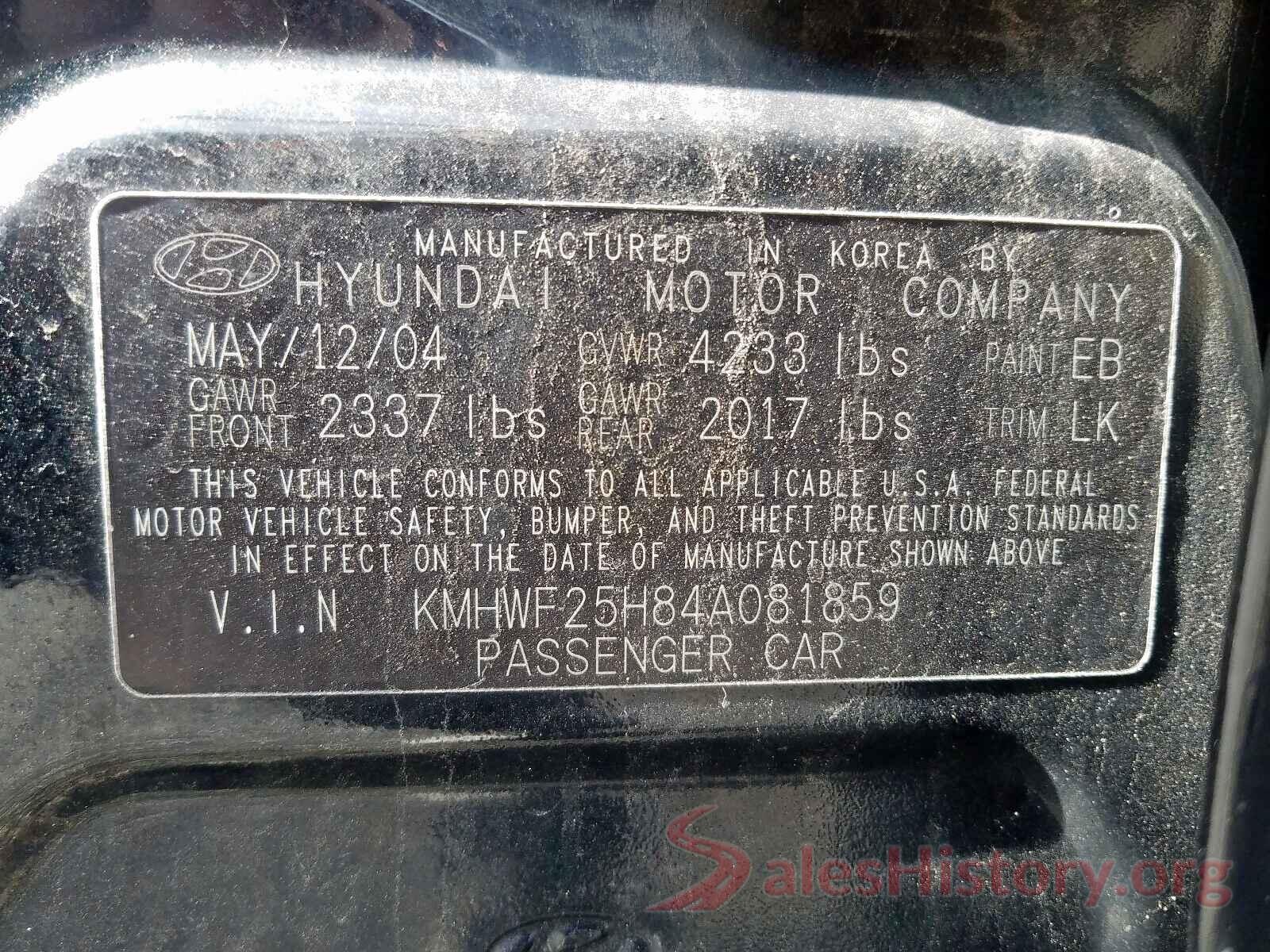 WDDWJ4JB5HF448991 2004 HYUNDAI SONATA