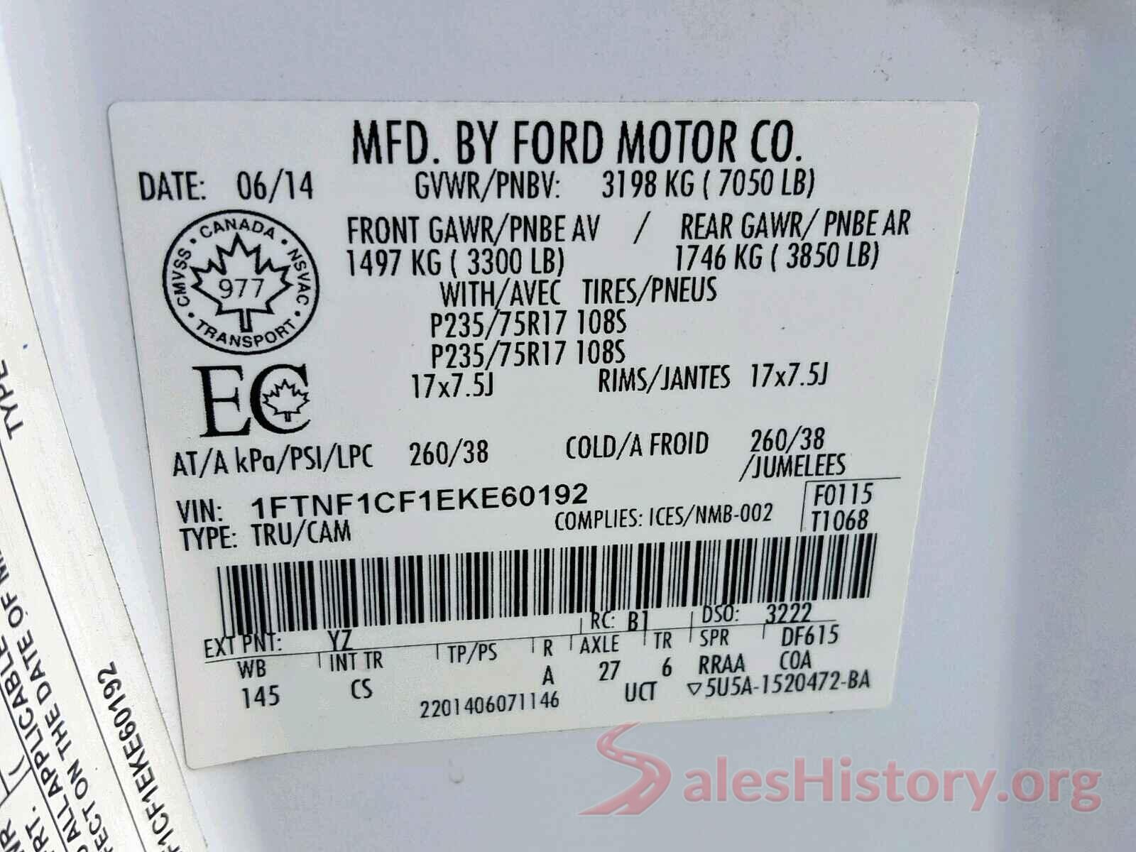 KNADM4A38H6108832 2014 FORD F150