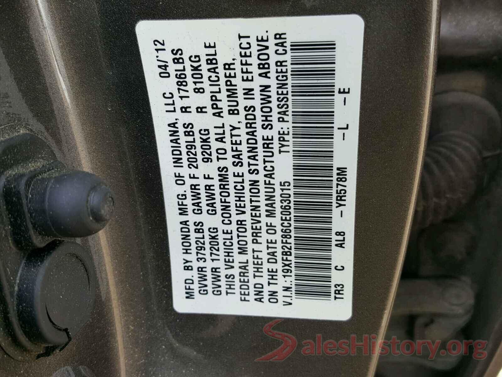 2HKRW1H80LH410617 2012 HONDA CIVIC