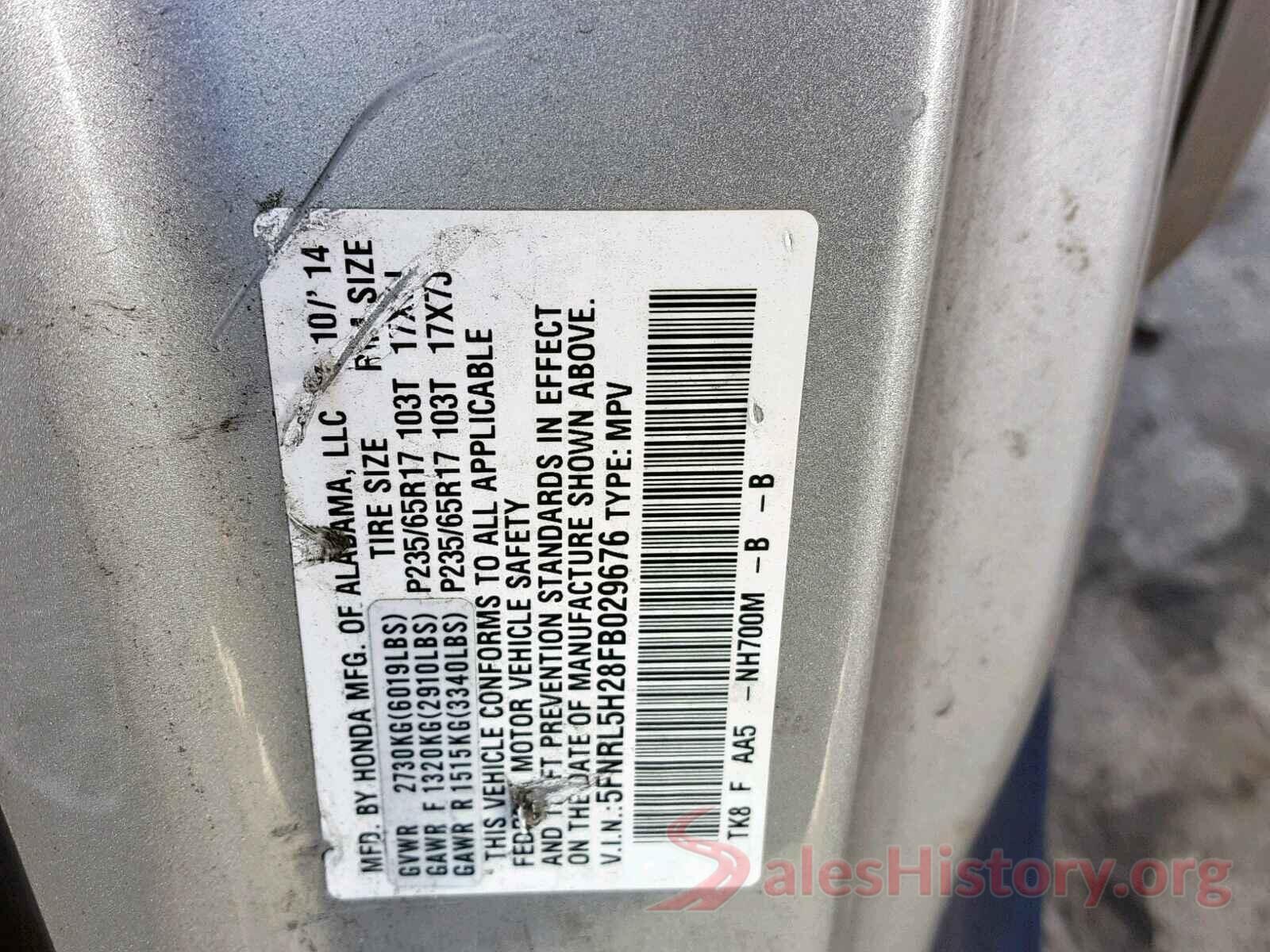 JTDM4RCE8LJ052380 2015 HONDA ODYSSEY LX