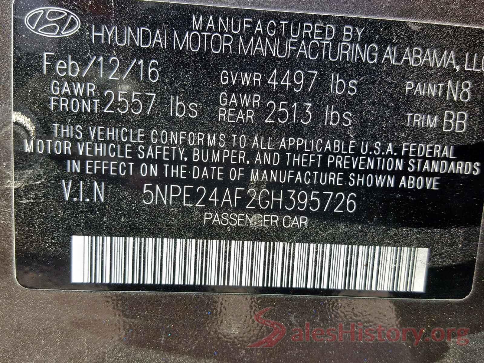 3C4NJCBB8LT122860 2016 HYUNDAI SONATA