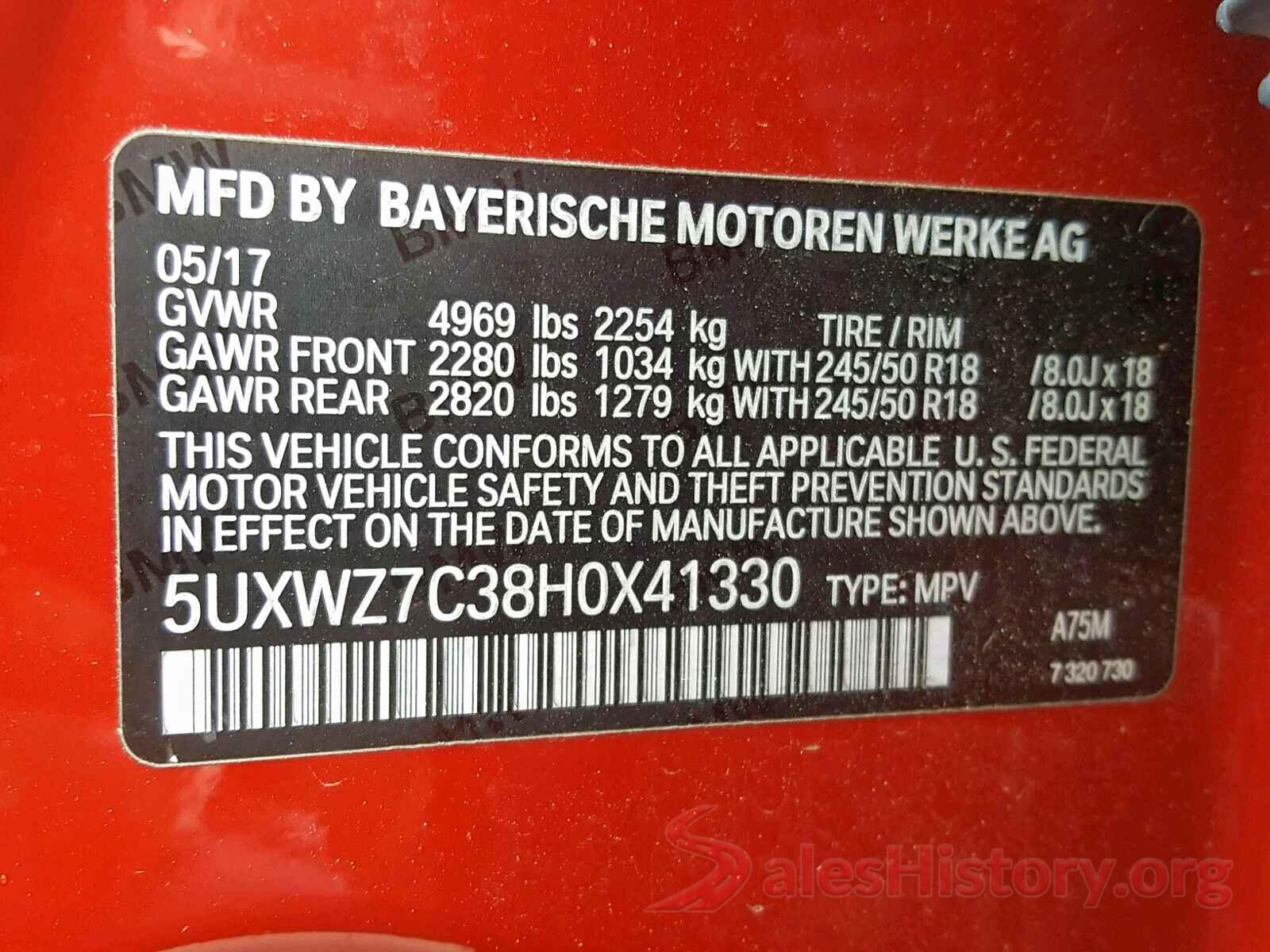 5NPD84LFXKH496058 2017 BMW X3