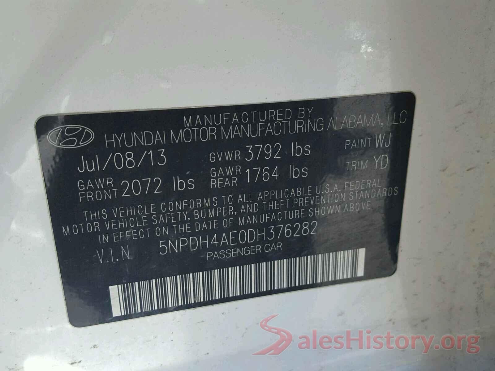 5XXGU4L39JG232113 2013 HYUNDAI ELANTRA