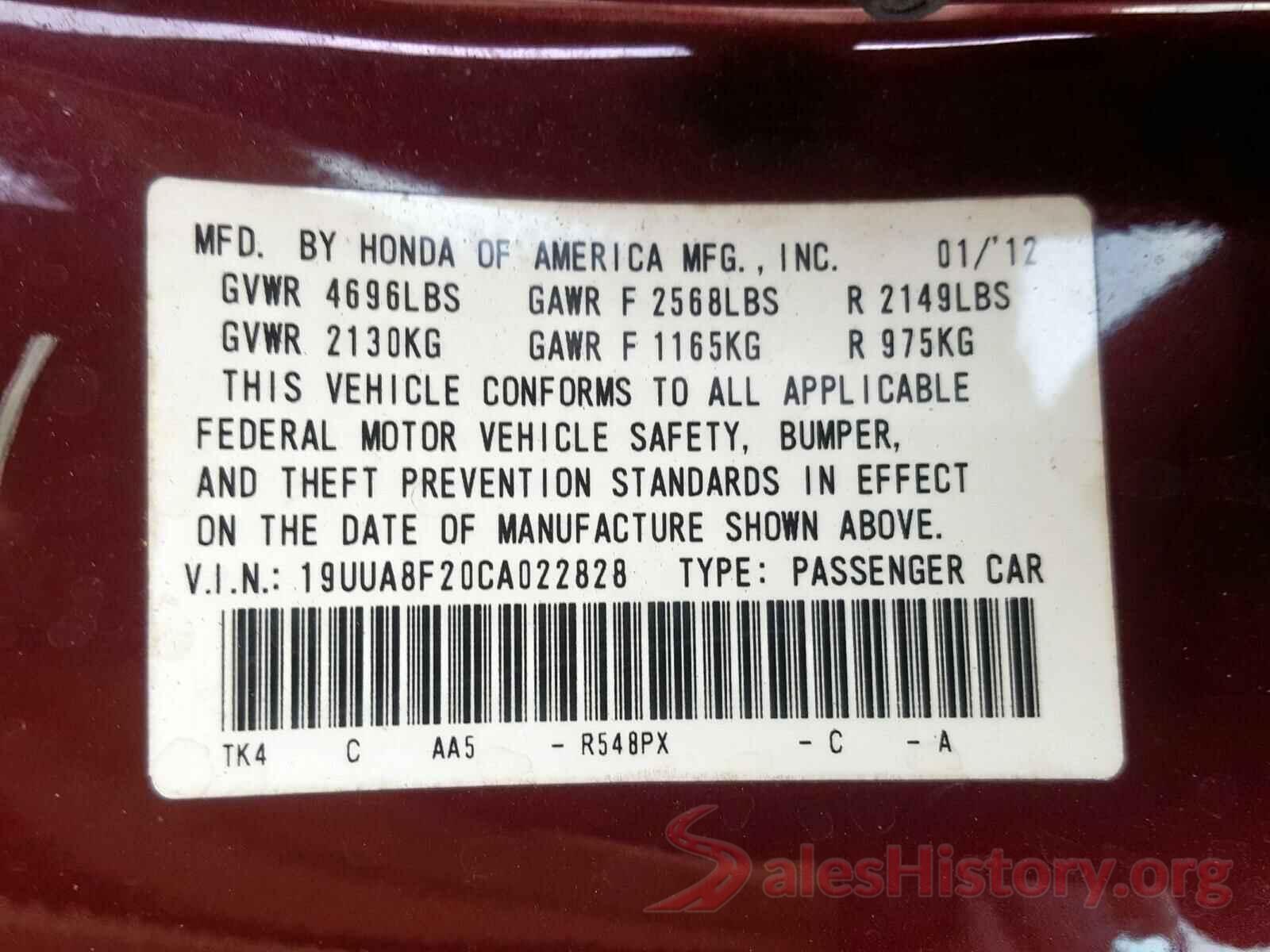 5NPE24AF0HH575840 2012 ACURA TL