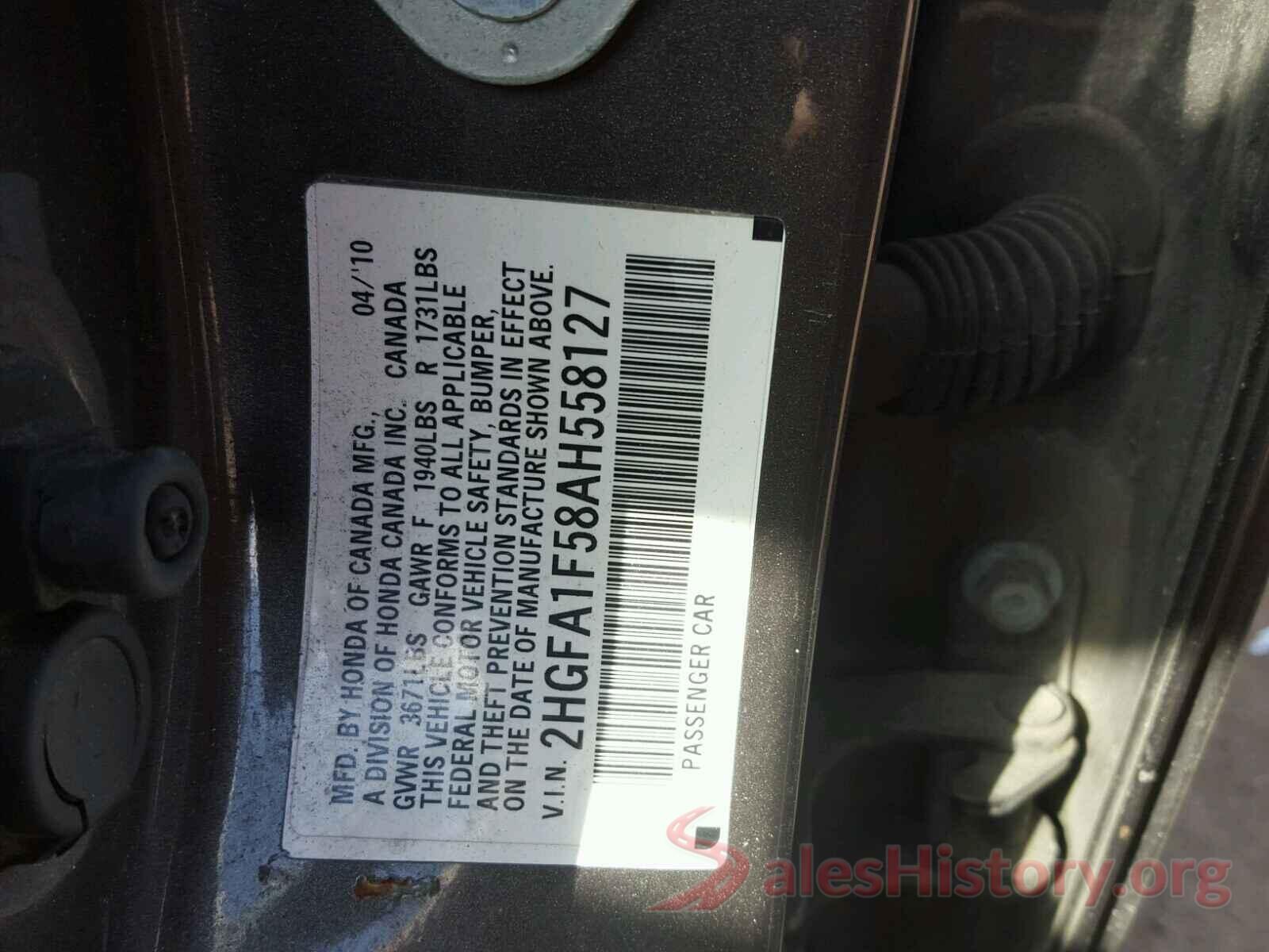 KNAFK4A67G5542110 2010 HONDA CIVIC