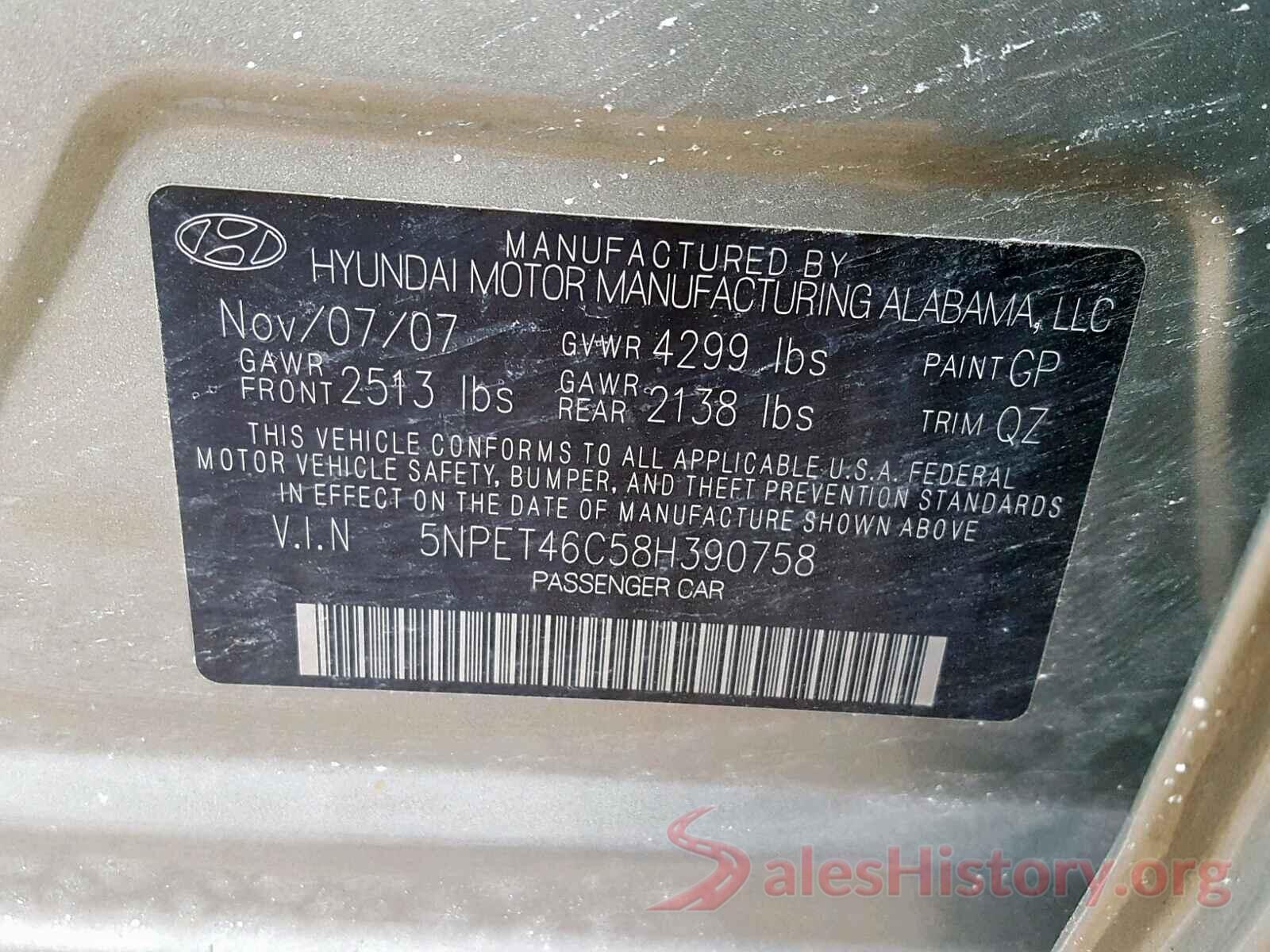 4S3GTAU64J3711081 2008 HYUNDAI SONATA