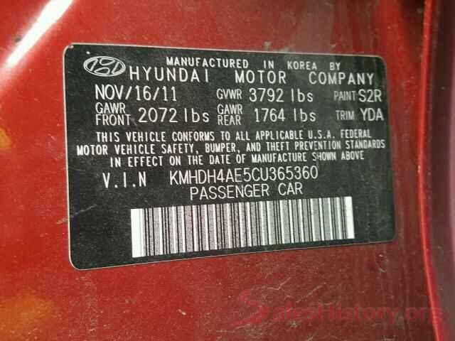 3N1CN7AP3JL864938 2012 HYUNDAI ELANTRA