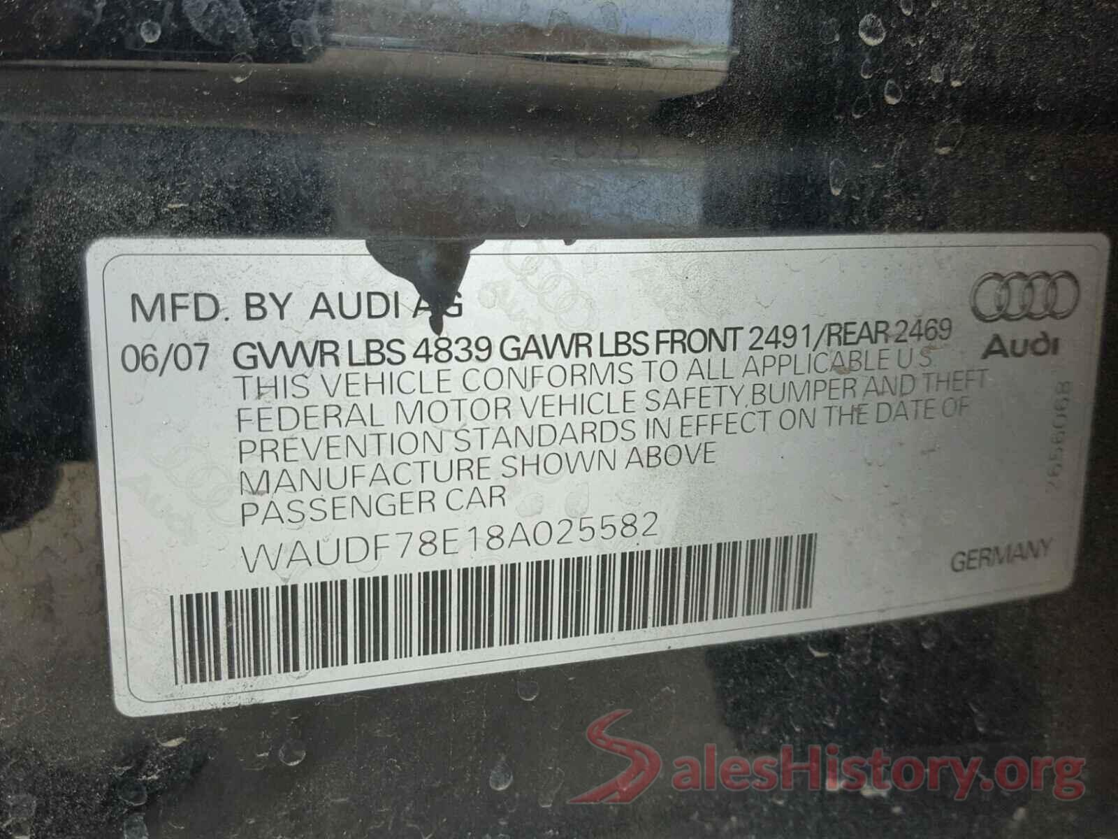 5FNYF6H92KB048210 2008 AUDI A4