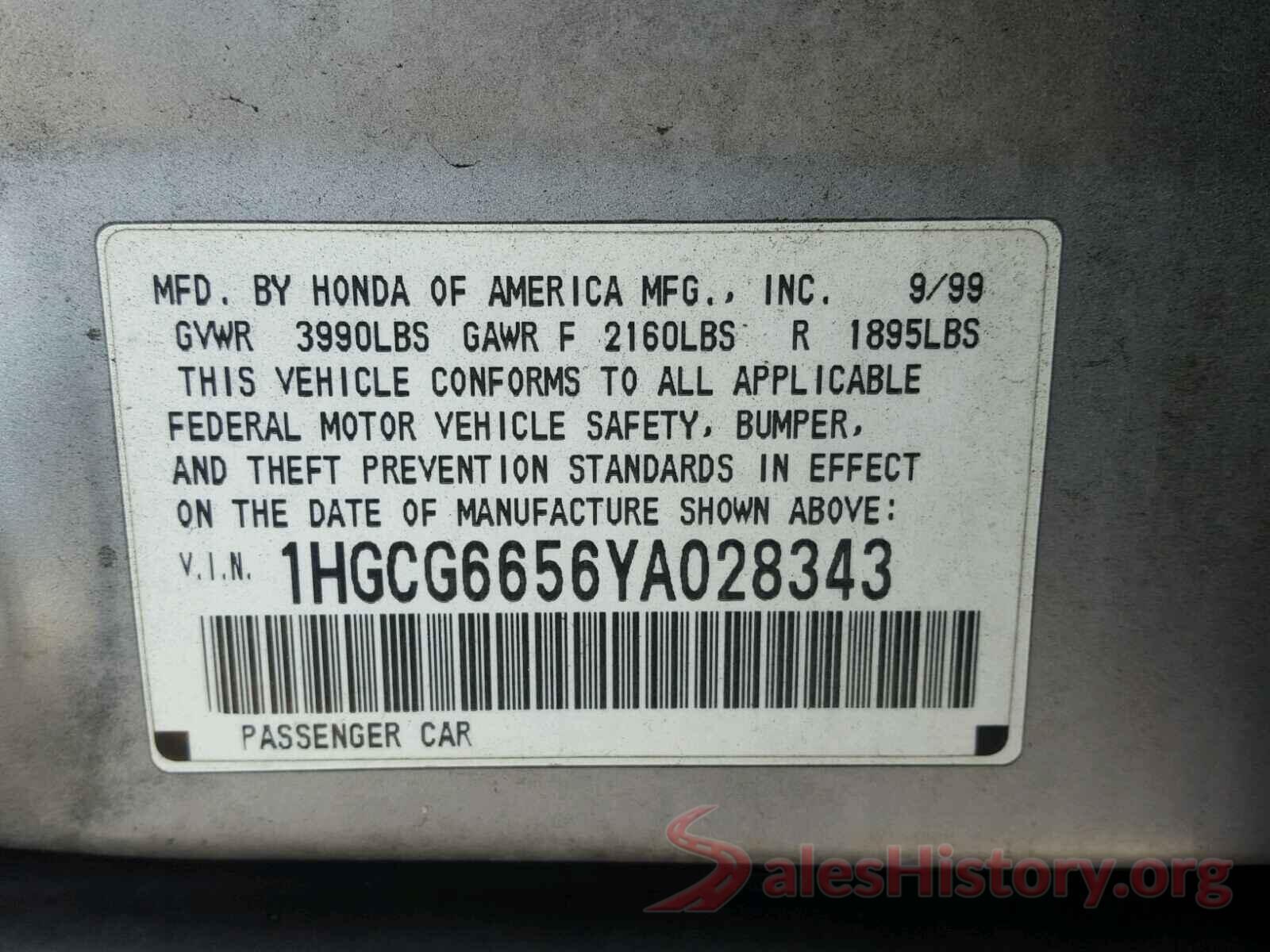 5NPE34AF7JH597854 2000 HONDA ACCORD