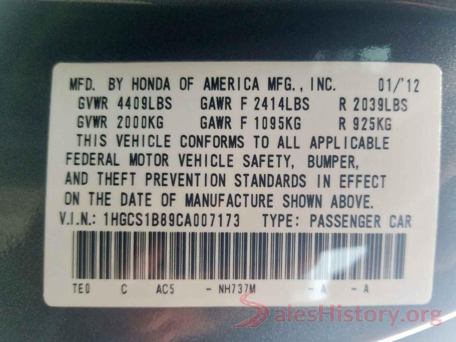 KNDJN2A20J7561552 2012 HONDA ACCORD