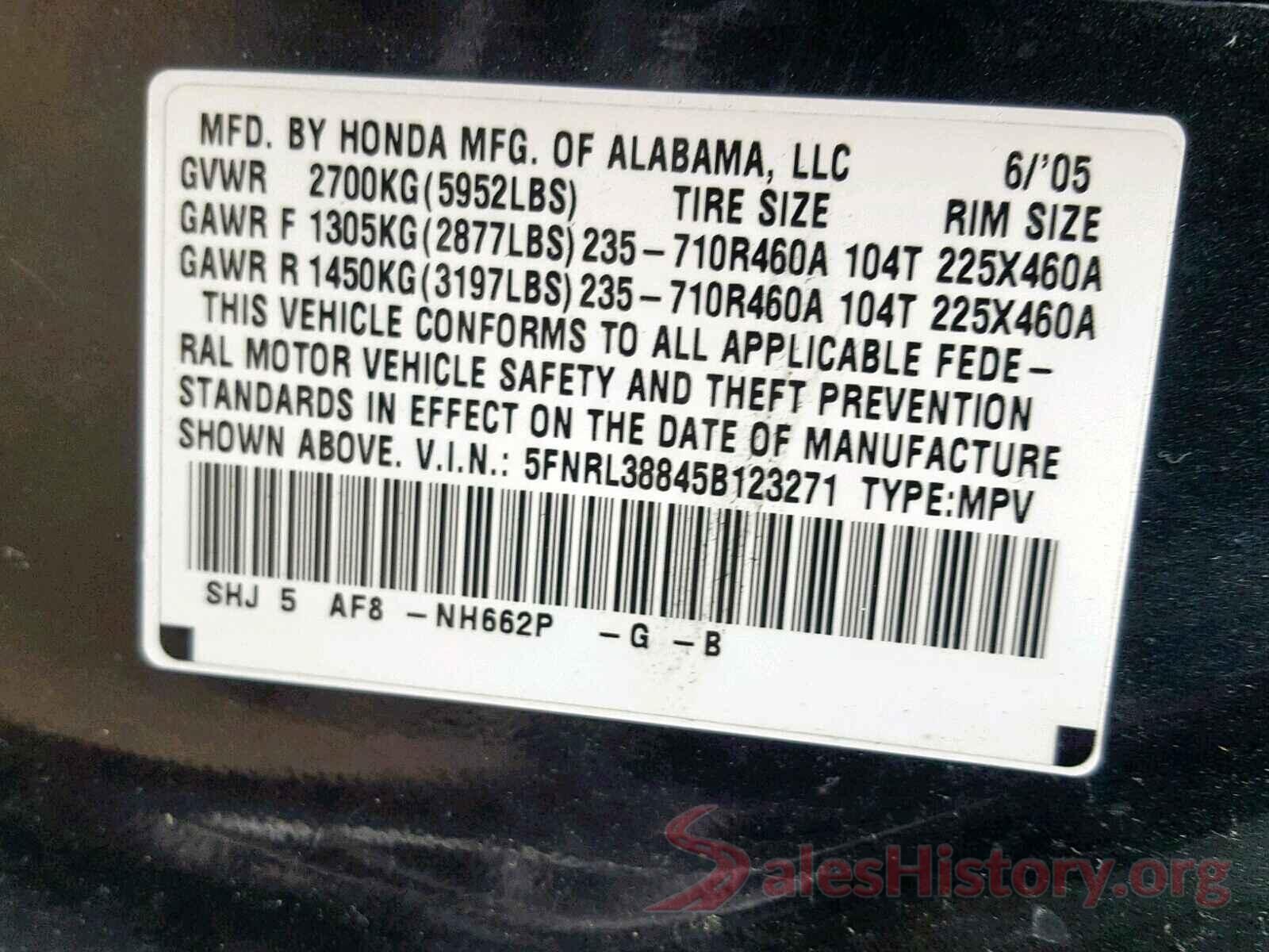 4T1BD1EB9GU050651 2005 HONDA ODYSSEY TO