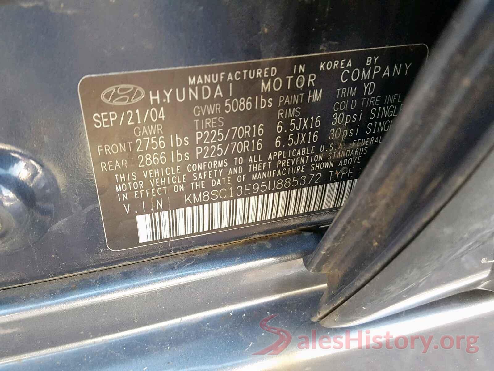 JTMBFREVXJD224628 2005 HYUNDAI SANTA FE