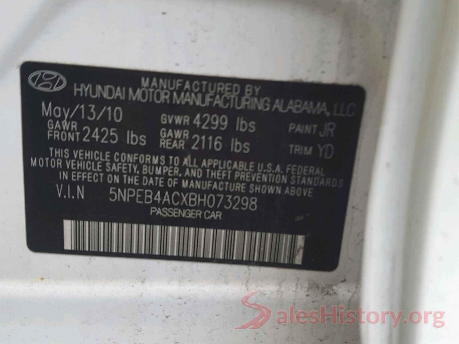 KMHTG6AF9KU006613 2011 HYUNDAI SONATA