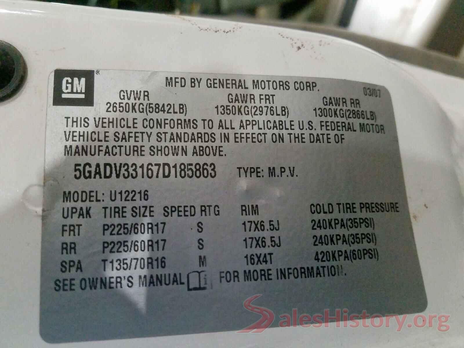 WDC0G4KB0KV118714 2007 BUICK TERRAZA