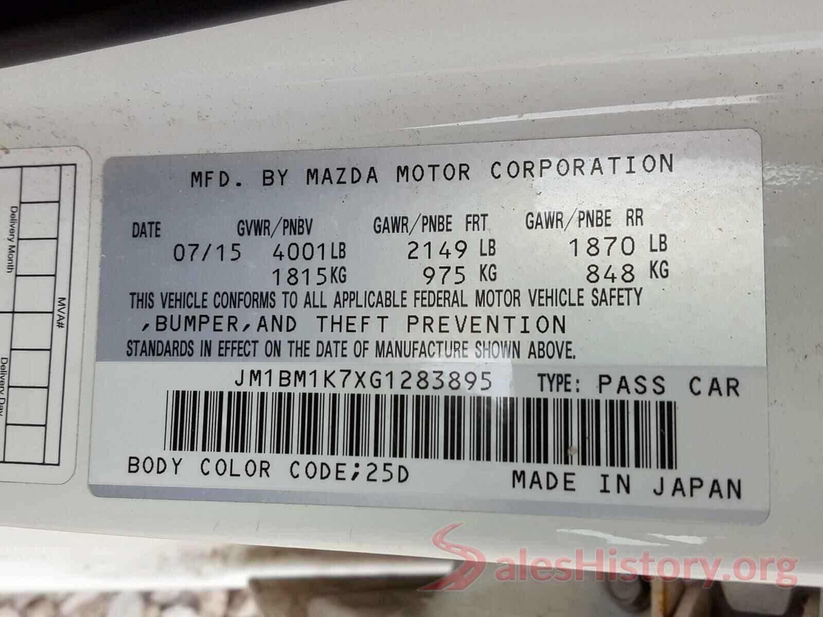 3VWB67AJ5HM263145 2016 MAZDA 3