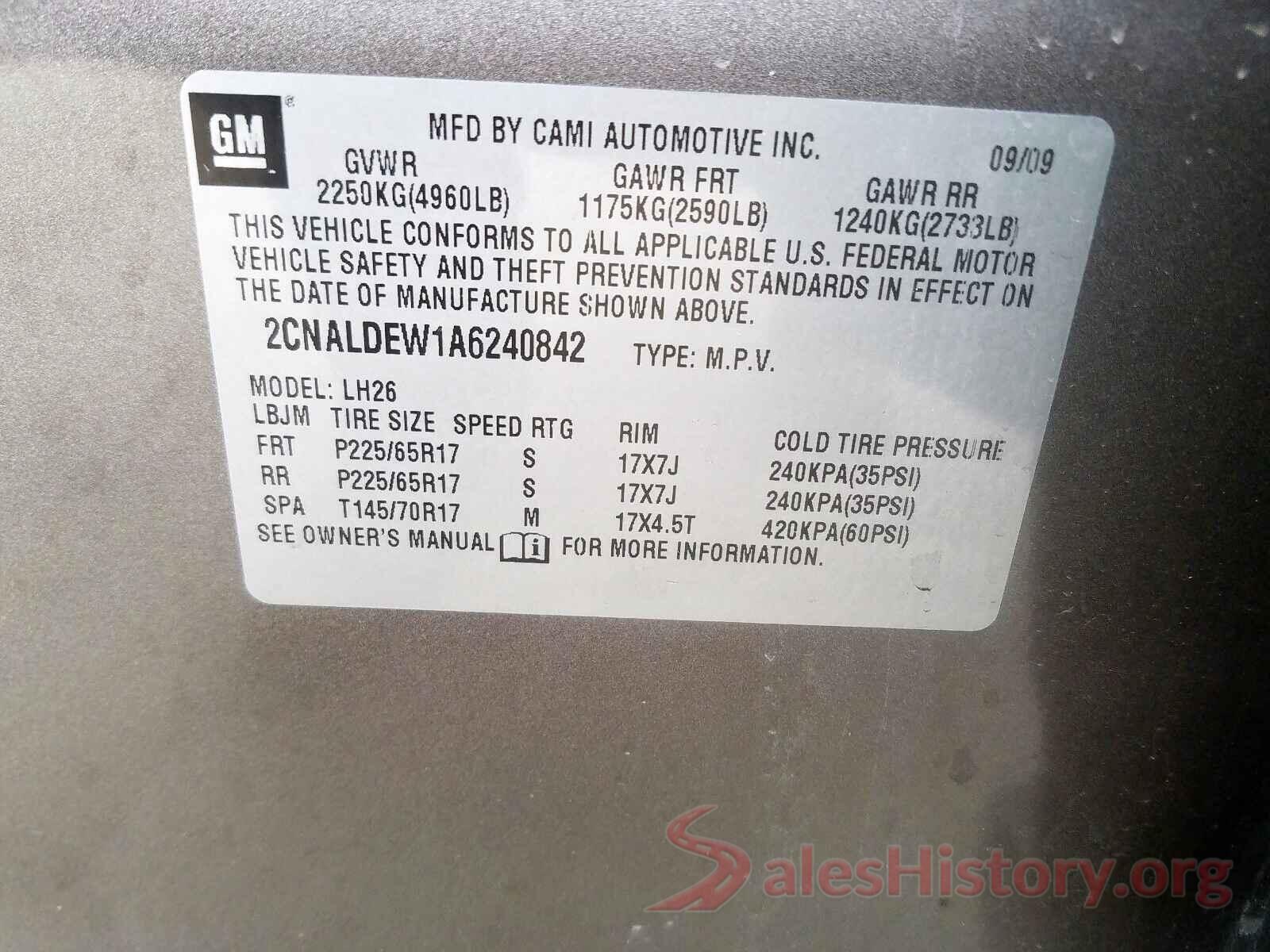 JTEZU5JR5H5162898 2010 CHEVROLET EQUINOX