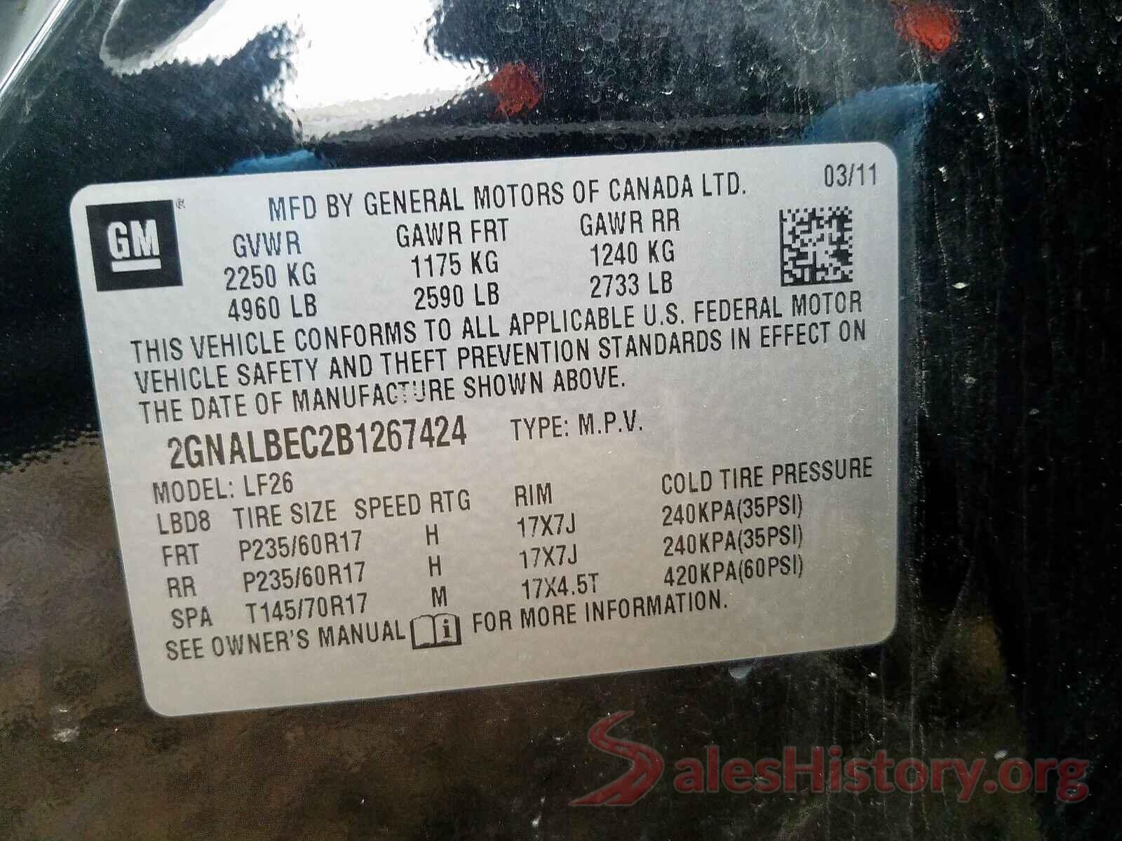 5NPE34AB7HH502068 2011 CHEVROLET EQUINOX