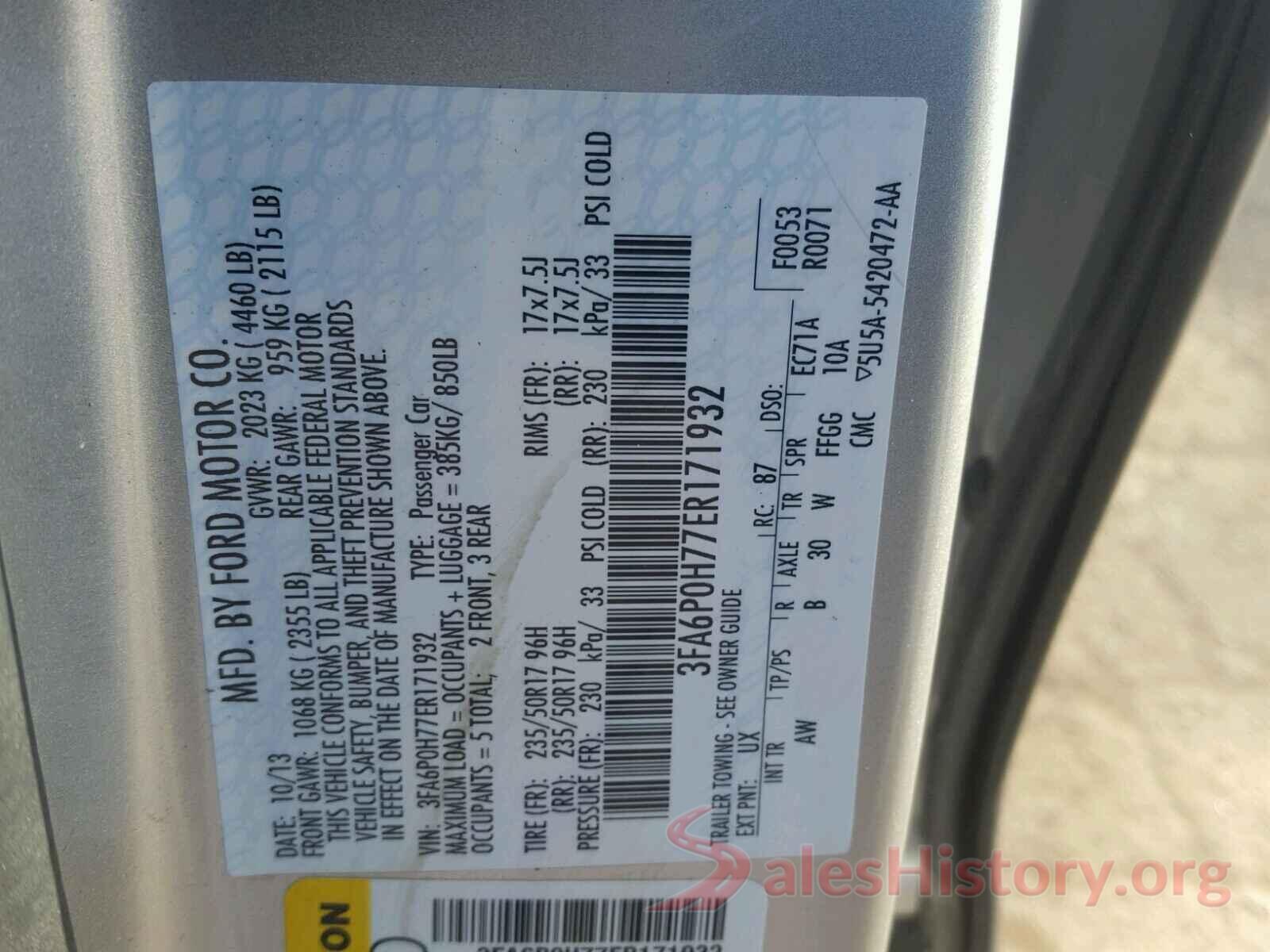 3KPF24AD6ME272269 2014 FORD FUSION