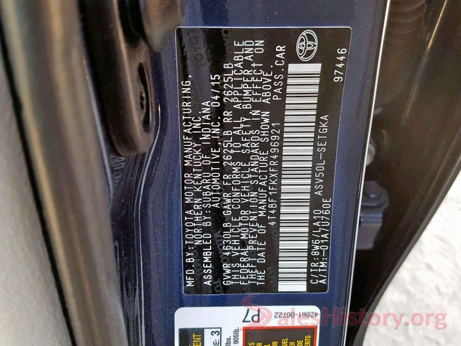 4T1B11HK8KU211536 2015 TOYOTA CAMRY